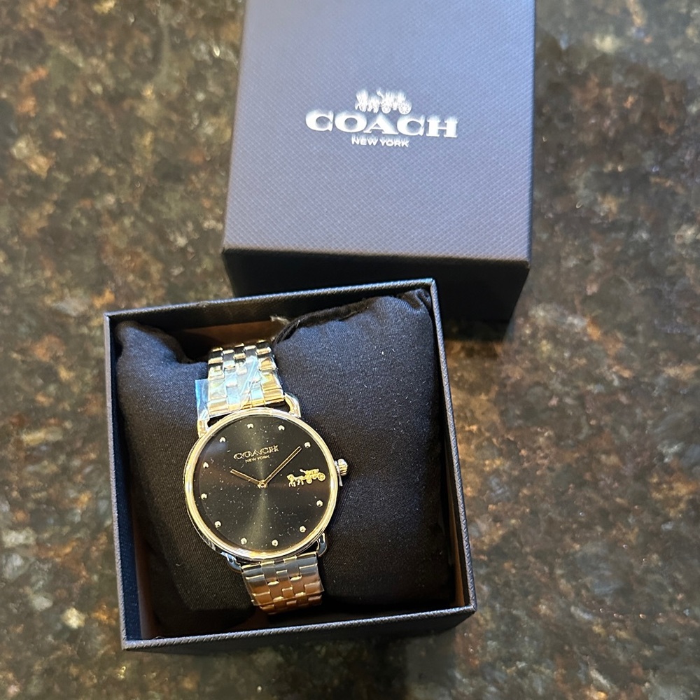 Coach Watch with Black Dial and Silver Band